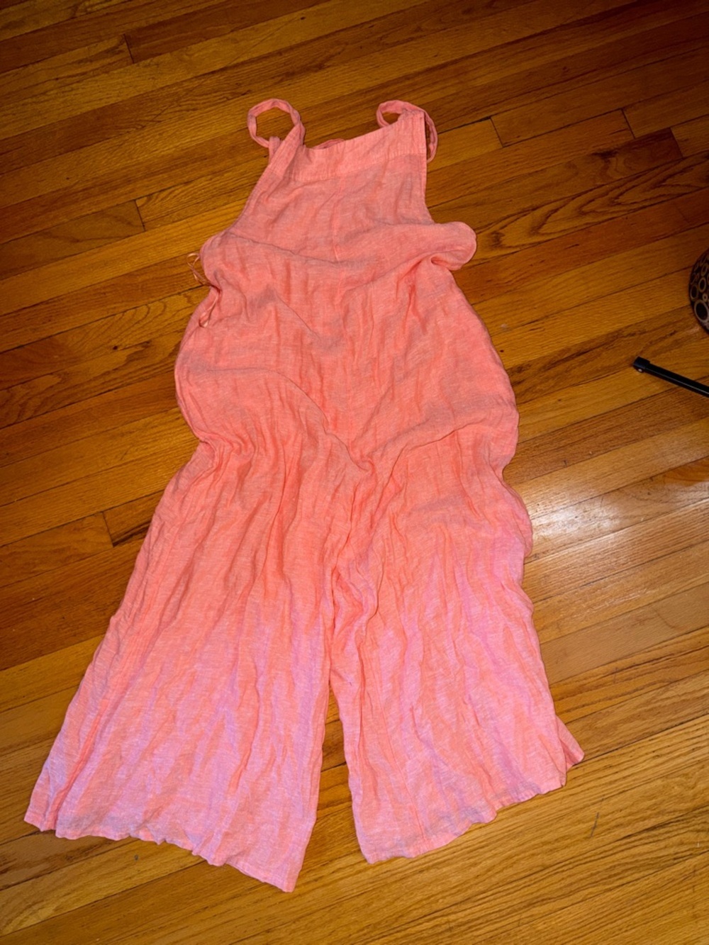 Haute Hippie Coral Pink Wide-Leg Linen Jumpsuit - Picture 2 of 7